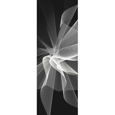 Papier peint panoramique design noir & blanc | Tapisserie panoramique blanche & noir moderne salon | Papier peint panoramique abstrait chambre adulte - 280 x 100 cm (1 pièce) (1/2)