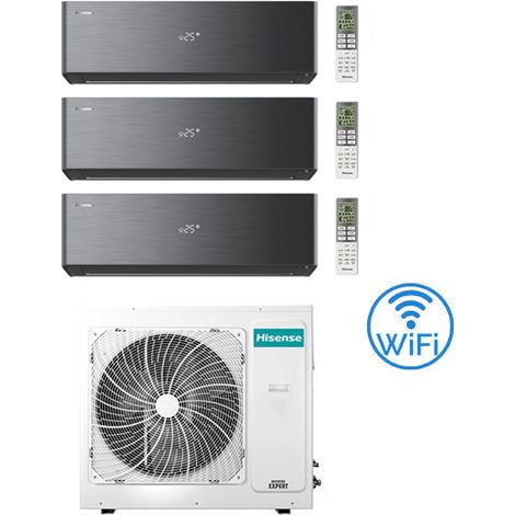 Klimaanlage Hisense Energy Pro X BLACK Wifi R32 Test-Split-Wechselrichter 9000 + 12000 + 12000 BTU mit E.U. 4AMW81U4RJC Klasse A++/A+
