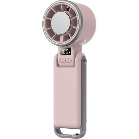 Ventilador portátil de mano, flujo de aire turbo, función de enfriamiento por hielo, rosa. (1/2)