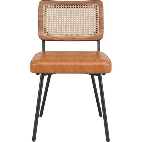 Fauteuil de salle à manger en similicuir (lot de 2) chaise lounge en rotin, tabouret de coiffeuse, siège ergonomique, style rétro chic et léger, luxe discret. (1/5)