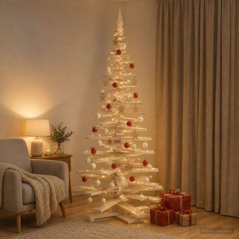 vidaXL Árbol de Navidad de madera KOTKA 210 cm Madera de Pino Maciza (1/5)