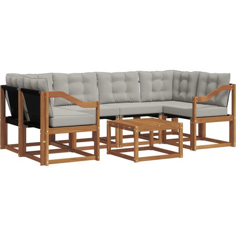 Conjunto de sofás de exterior 7 uds. Gris Natural y Claro vidaXL (1/5)