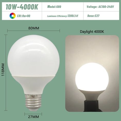 Ampoules LED E27 (10 W, 4000 K, lot de 6), basse consommation, universelles, pour coiffeuse (1/3)