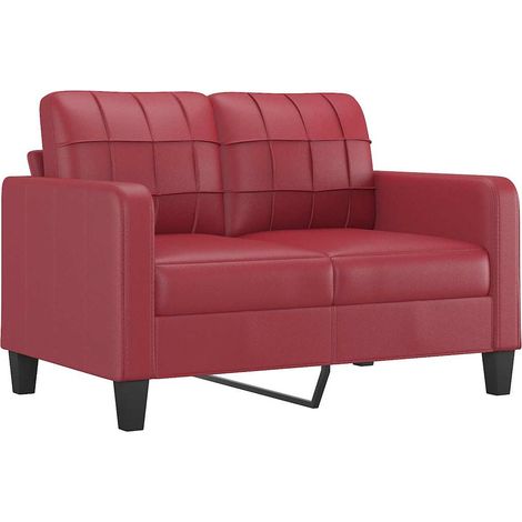 Sofá de 2 plazas de cuero sintético rojo vino 120 cm vidaXL