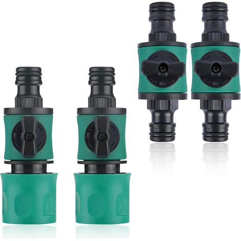 4 Pcs Raccord avec Vanne Filetée Femelle 1/2" Valve de Régulation, Arrosage Rapide Arrosage,16mm Adaptateur Robinet Tuyau, PP pour Tuyau 1/2 in -