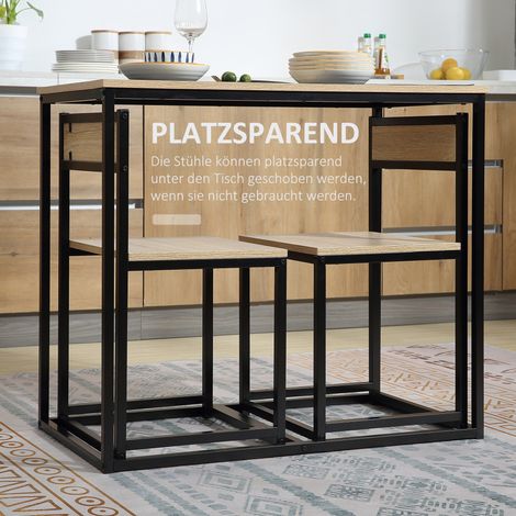 Ensemble table et chaises salle à manger, kit compact pour cuisine ou séjour, avec armature en métal