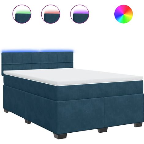Maison Exclusive - Giroletto a Molle con Materasso Blu 140x200 cm in Velluto (1/5)