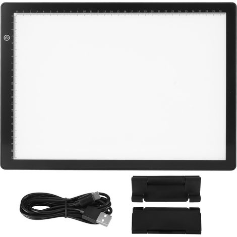 Panneau lumineux LED A4 réglable, luminosité ajustable, alimentation USB, ultra-fin, portable pour dessin et calque, avec échelle (1/5)