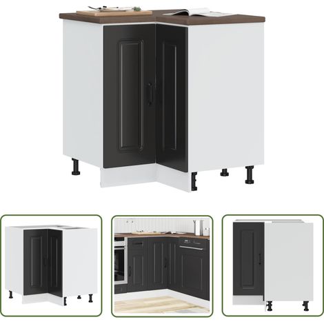 vidaXL Küchen-Eckunterschrank Kalmar Schwarz Holzwerkstoff (1/5)