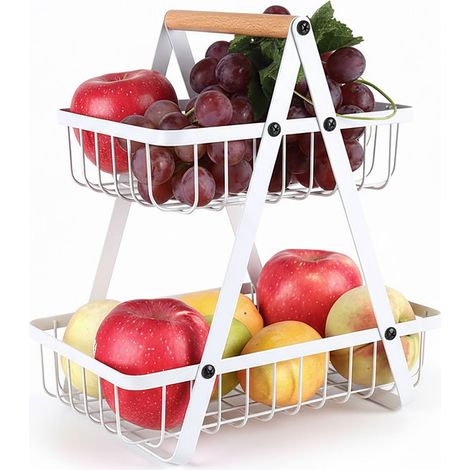 Supporto per fruttiera a 2 livelli in filo metallico per il bancone della cucina