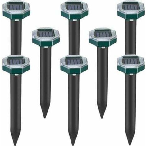 Lot de 8 pics repulsifs a ultrasons pour taupes, serpents et campagnols a energie solaire pour pelouse, jardin et cour, repulsif a sardines (1/4)