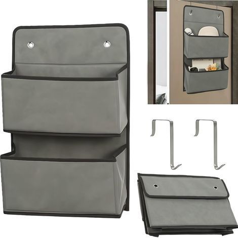 Hängendes Aufbewahrungsregal mit den Maßen 52 x 29,5 cm, mit 2 Haken, grau, ideal für Badezimmer, Schlafzimmer und Kinderzimmer. (1/5)