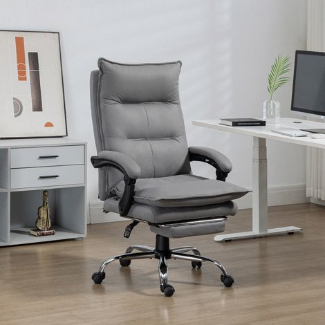 Fauteuil de bureau massant et chauffant, chaise de bureau, hauteur réglable, dossier inclinable, 66x74x121,5cm gris