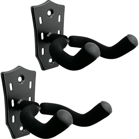 Lot de 2 supports muraux pour guitare, support métallique avec vis, fixation avec mousse de protection, support adapté aux basses et guitares (1/4)