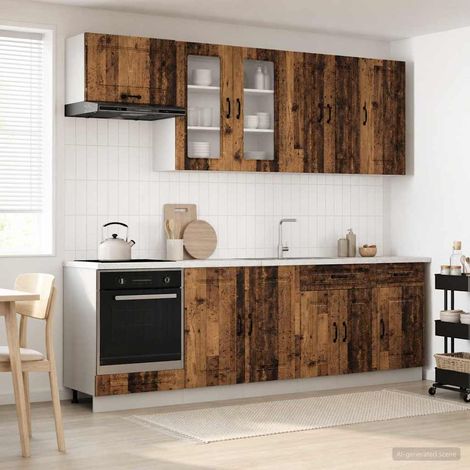 vidaXL Unité de cuisine KALMAR 8 pcs Bois ancien Bois d'ingénierie (1/5)