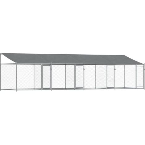 Jaula para perros con techo y puertas 8 x 2 x 2m acero galvanizado gris 020041636 (1/5)