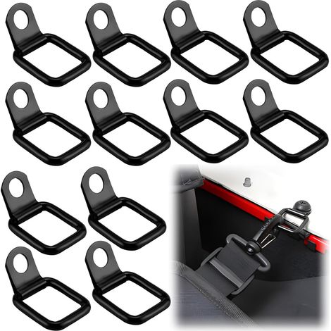 Lot de 12 Anneau d'arrimage, Acier inoxydable, Résistant corrosion, 55x32mm, Noir, Camion Bateau Camping (1/5)