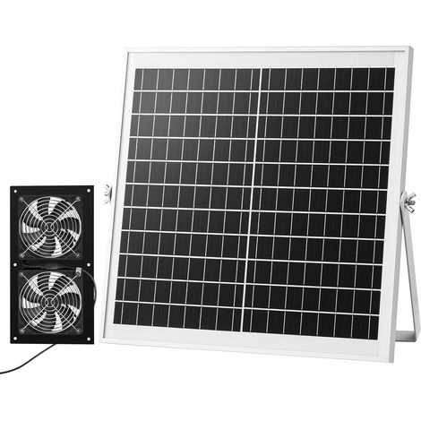 VEVOR 15W Solar Ventilator, 12V Solarpannel mit Doppelventilator, Max. 2668 U/min Solar Lüfter für 408 m³/h Luftstrom, 5 m/s Solarbetriebener Abluftventilator für Kleine Hühnerställe Gewächshäuser (1/5)