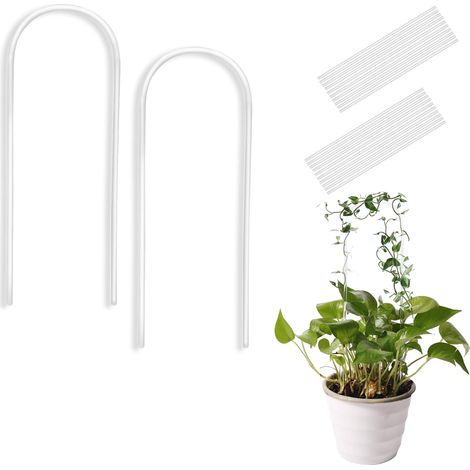 2 x Acrylic U-Shaped Trellis for Plants, 35 x 10 cm, Trellis Plants Pot with 20 Cable Ties Shed Climbing Plants for Indoor Outdoor Garden Yard (1/5)