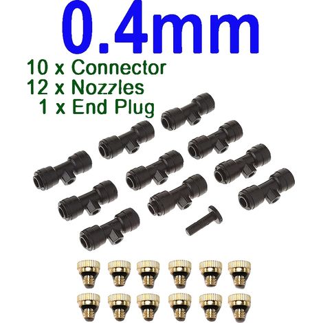 Kit de boquillas nebulizadoras, refrigeración eficiente, fácil instalación, kit negro de 0,4 mm (1/2)