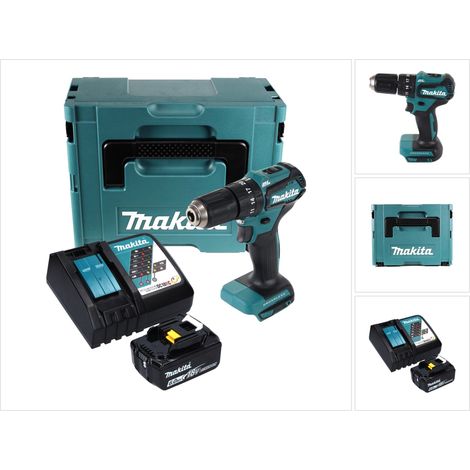 Makita DHP 483 RG1J Trapano avvitatore a percussione a batteria 18 V 40 Nm + 1x Batteria 6,0 Ah + Caricatore + Valigetta MAKPAC