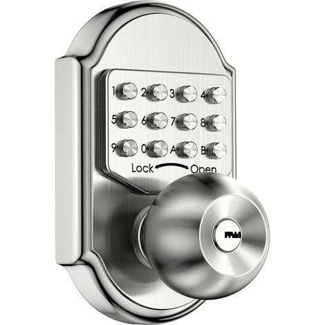 Serrure de porte à pêne dormant à clavier sans clé en acier inoxydable 304 100 % mécanique - Pas de risque de faible puissance (1/5)