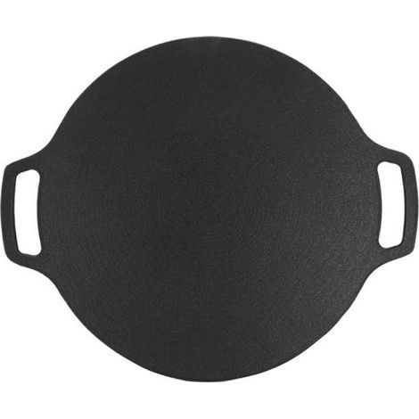 Poêle à griller coréenne avec revêtement antiadhésif 6 couches pour cuisinière à gaz, plaque de cuisson ronde à double poignée pour (1/4)