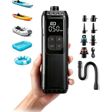 Mini Pompe Paddle Board SUP Électrique Portable 12PSI USB C Batterie Gonfleur Kayak (1/5)
