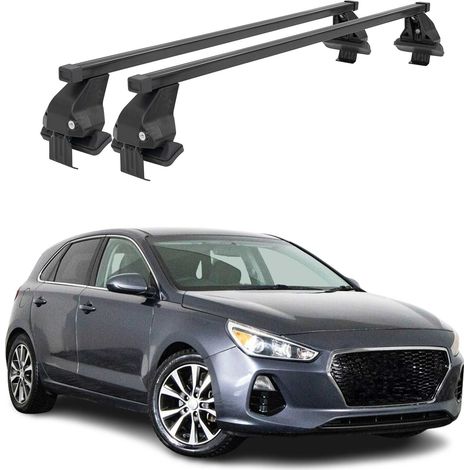 OMAC Dachträger Querträger Stahl für Hyundai Elantra GT VI 2017-2020 – Abschließbar – City-Crash-getestet – DIN 75302:2019 – ISO/PAS 11154:2006 – Max. 50 kg Schwarz (1/5)