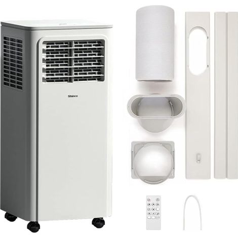 SHINCO 7000 BTU Condizionatore portatile con funzione 3 in 1, climatizzazione, deumidificatore, ventilatore, modalità standby, 2,1 kW, telecomando, timer 24 ore, set per finestra (1/5)
