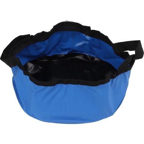 Seau pliable avec poignée - Récipient à eau pliable et léger - Lavabo en PVC plus épais pour le camping, la randonnée et la pêche (bleu, 7,5 L) (1/5)
