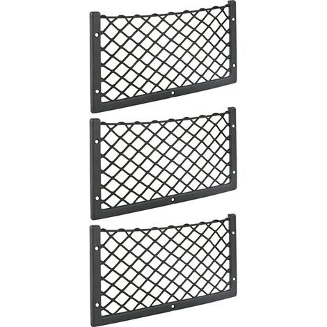 3er-Set Auto-Aufbewahrungsnetze (inkl. Schrauben) – 36 x 18 cm – Hochelastisch – Aufbewahrungsnetz für Transporter, Wohnwagen, Wohnmobil, LKW, Boot