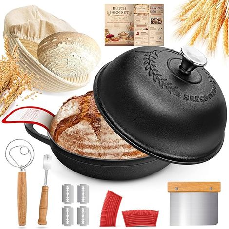 Cast Iron Dutch Oven with Lid Dutch Oven for Baking Bread Braising Stews Roast 5 Litre (1/5)