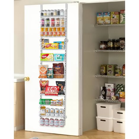VEVOR Organizzatore per Dispensa Sopra Porta, Organizzazione Stoccaggio della Dispensa 10 Ripiani, Porta Spezie Sospeso in Acciaio Resistente, Ripiani Regolabili per Condimenti Parete Bianco (1/5)