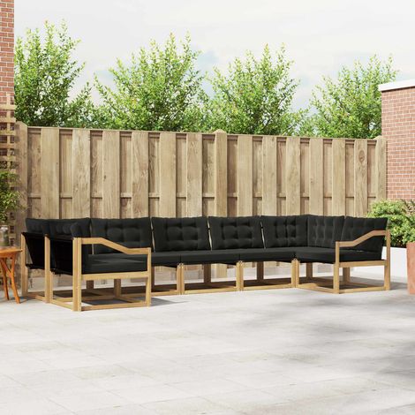 vidaXL Outdoor-Sofagarnitur mit Kissen 7 pcs Weiß und Schwarz (1/5)