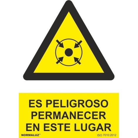Señal industrial Es peligroso permanecer en este lugar SEKURECO                         100 x 150 mm                          ADHESIVOS DE VINILO (1/2)