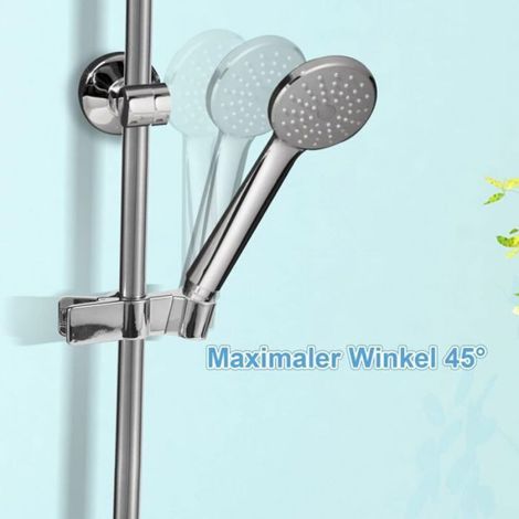 Support de Douchette - Acier Inoxydable Chromé - Pour Barre Ronde 18-25 mm - Réglable en Hauteur et Angle - Sans Percage - 1 Pièce (1/4)