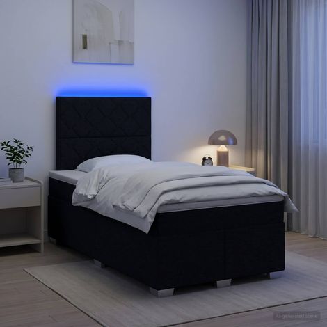 vidaXL Cama box spring con colchón Negro 120 x 200 cm Tela (1/5)