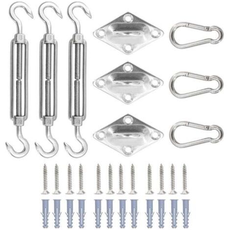 QORVA-33 pièces accessoires de voile d'ombrage en acier inoxydable, kit d'auvent extérieur pour terrasse de jardin, vis à crochet à ressort,5mm