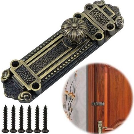 Cadenas Loquet Hasp Boucle Serrure - Vintage Design Alloy Latch Retro Style avec vis et clé, à verrou rétro pour boîte bijoux en bois Tiroir Boîte Armoire décorative, décoratifs cabinet (1/5)