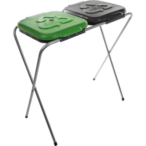 Support pentru saci de gunoi sortex, 120l, métallique, vert-negru (1/5)