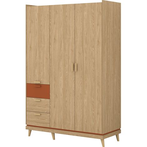Armario 3 puertas 3 cajones Sandy Madera (1/4)