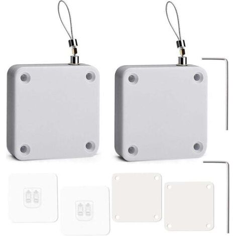 BUNTHAUS PA Ferme-portes automatiques, lot de 2, ferme-portes automatiques à capteur sans perçage, ferme-portes automatiques à capteur avec cordon de traction, modèle sans perçage pour chambre à couch (1/2)