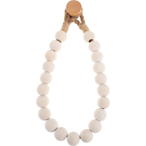 Porte Papier Toilette Mural en Corde Chanvre avec Perles en Bois 23.62In Support Multifonctionnel Suspendu pour Serviette Cuisine Salle De Bain Style Rustique sans Perçage (1/5)