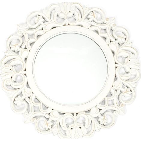 Miroir - HOME DECO FACTORY - Charme - Sculpté - Blanc (1/4)