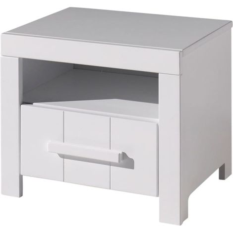 Mesita de noche Erik con cajón madera blanco Vipack (1/3)