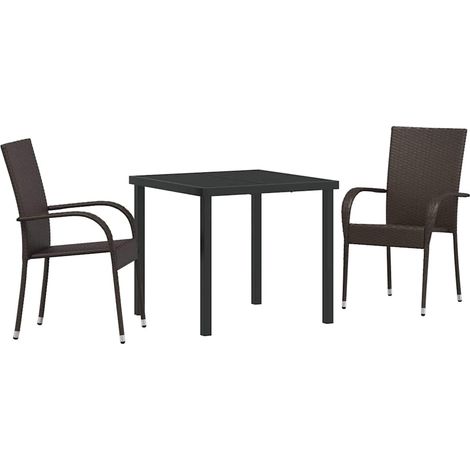 Maison Exclusive - Conjunto de Comedor de Jardín 3 pcs Marrón (1/5)