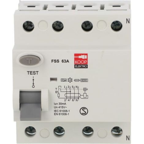 Interruttore differenziale 4P 63A 0.03A, KOOP Elektro FSS 4P 63A tipo A