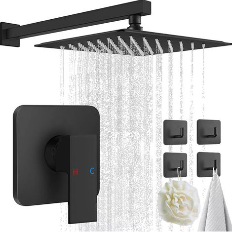 Ensemble de robinetterie de douche, comprenant une pomme de douche effet pluie et un robinet de douche, pour créer un système de douche complet.