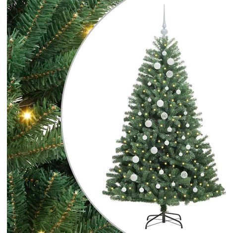 Sapin de Noël，Arbre de Noël Artificiel à Branches Articulées Vert 150 cm CFW12286 (1/5)